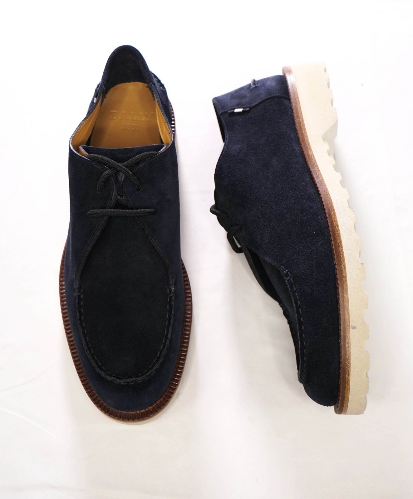 $820 Bally - Navy Blue Suede Derby - Us 10 D (Uk9)